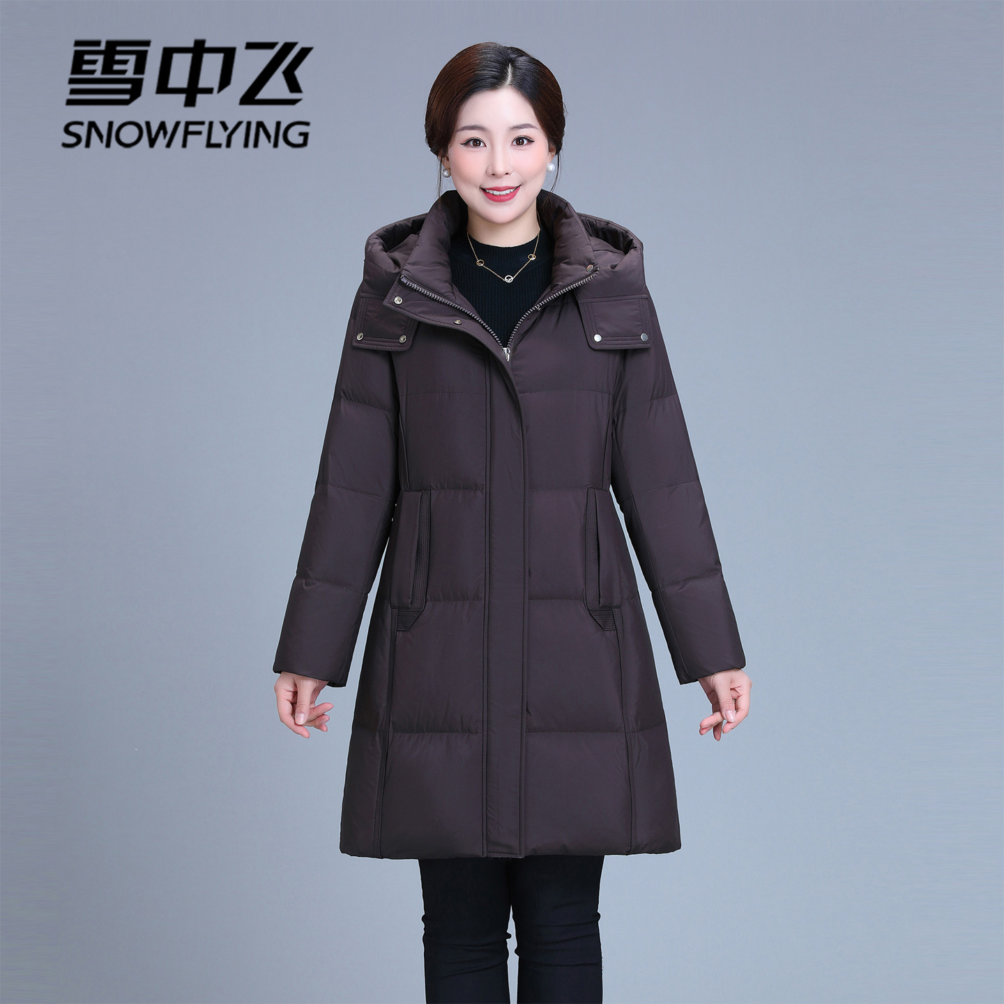 雪中飞冬季中长款羽绒服女时尚修身中年大码女装女外套防寒服拆帽,女装/女士精品,中老年女装,淘宝优惠券,粉丝福利购,淘宝优惠卷