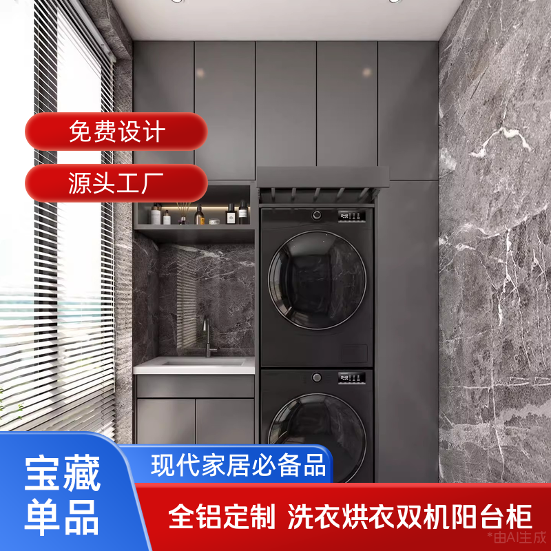 佛山源头工厂定制阳台洗衣柜组合