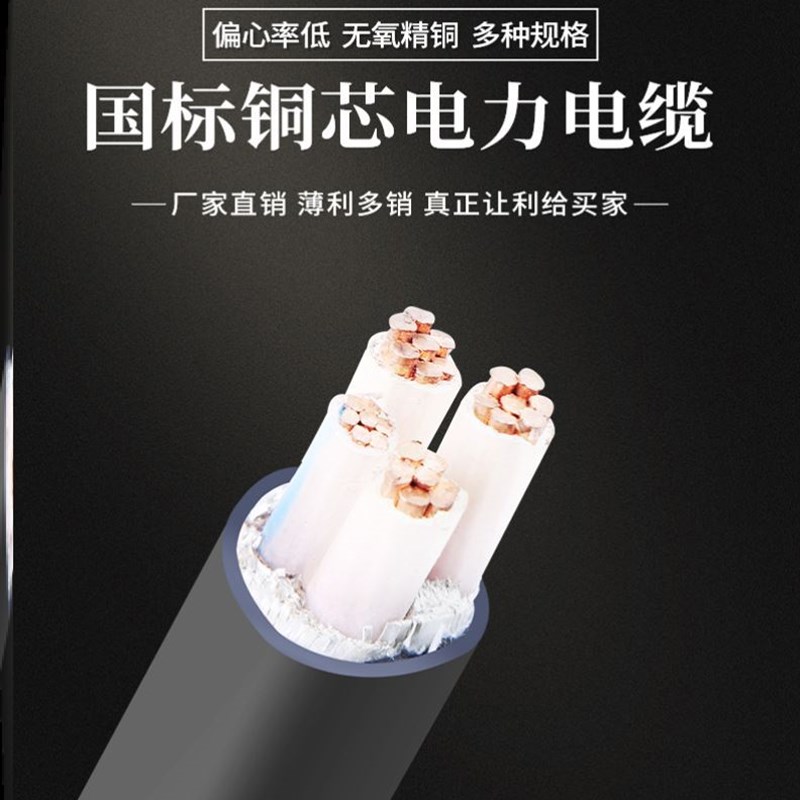 工程电力电缆国标铜芯yjv电缆2/3/4/5芯x10/16/25/35平方三相四线