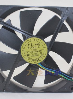 YaLn FAN悦伦14025 海盗船 D14BH-12 DC12V 0.7A 4线温控风扇 4线