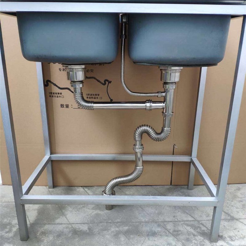 水槽下水管304不锈钢厨房双槽下水器洗菜双盆不锈钢下水防臭鼠咬