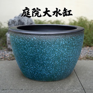 景德镇陶瓷鱼缸青花瓷大水缸户外一米睡莲阳台老式 养鱼缸庭院门海