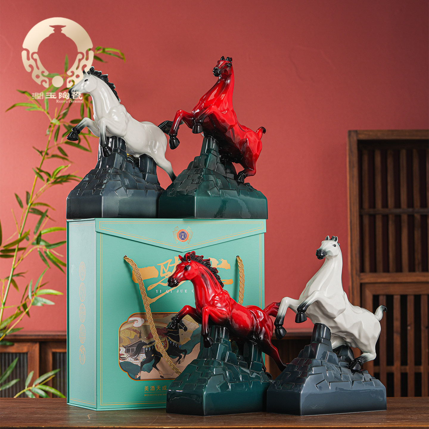 润玉景德镇陶瓷酒瓶5斤一骑绝尘