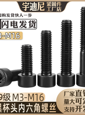 5M6M8M10厘GB70.1圆柱头8.8级内六角螺丝4杯头内六方螺栓螺钉黑色