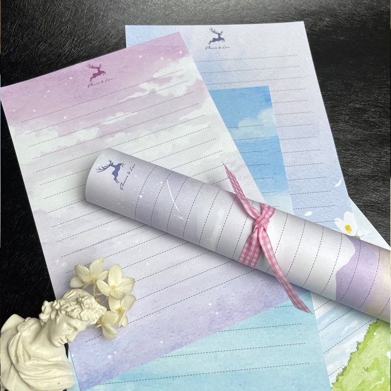 信封信纸套装简约风景可爱文艺浪漫小清新情书写信纸套装精致质感