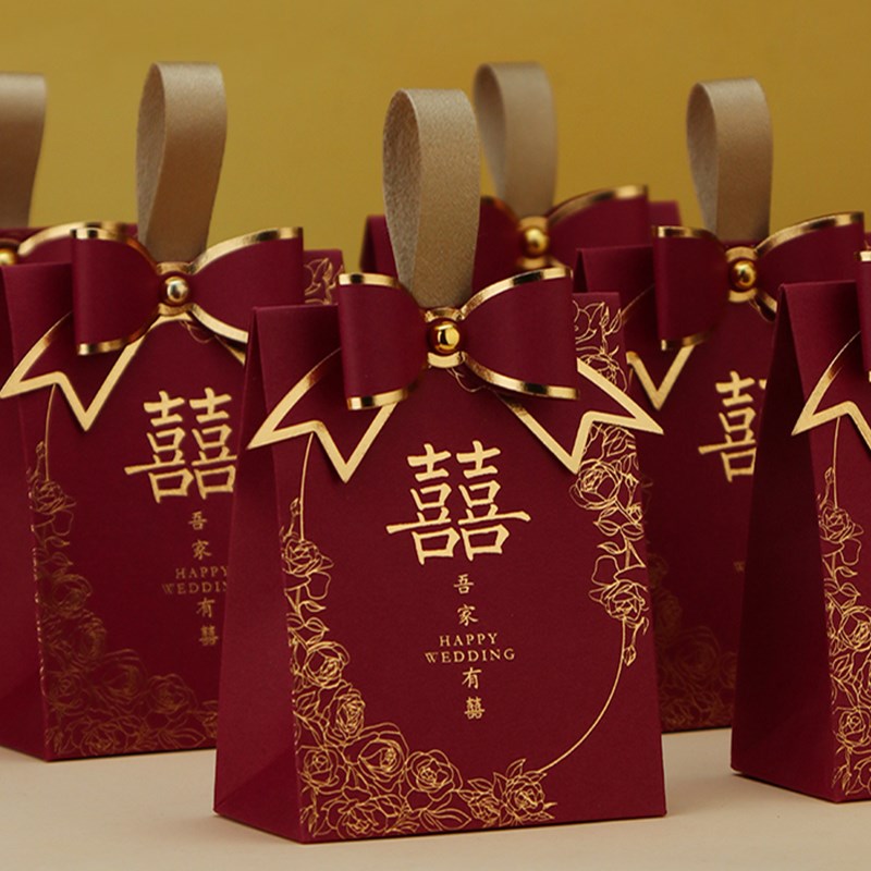 结婚专用喜糖盒2025新款高级感糖果袋婚礼手提伴手礼盒空盒纸盒子