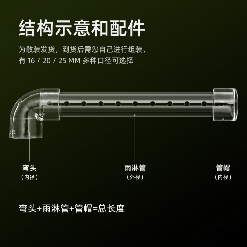 鱼缸滴流管雨淋管上过滤滴流盒周转箱上水出水高透明亚克力管件