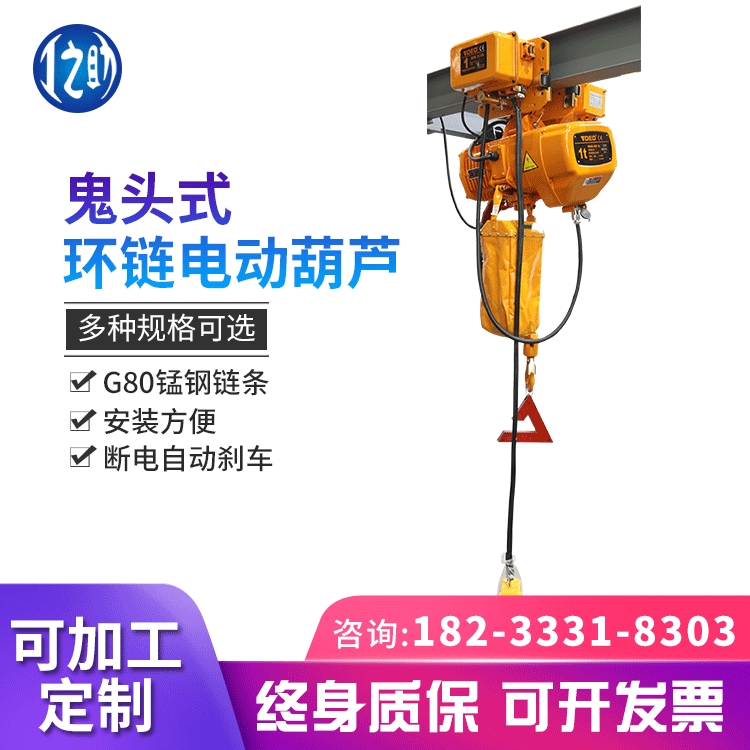 厂家 环链电动葫芦1T2T3T5t起重吊车鬼头式挂钩链条电动葫芦