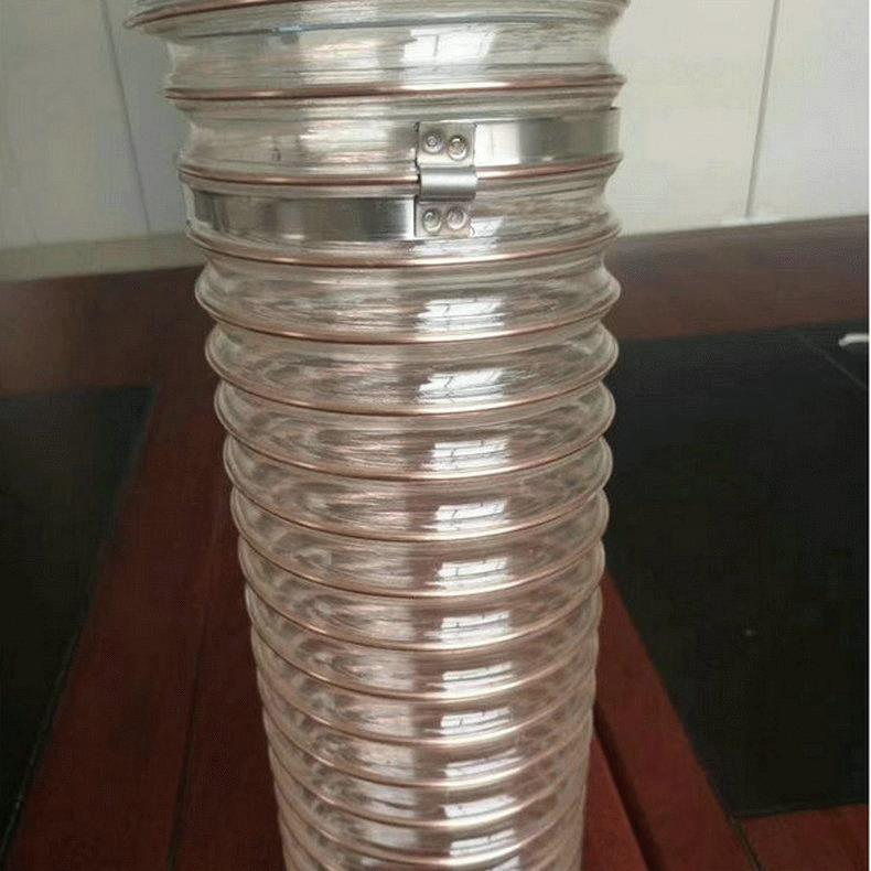 吸尘通风管Pu聚氨酯镀铜钢丝软管红色硅胶耐高温通风管