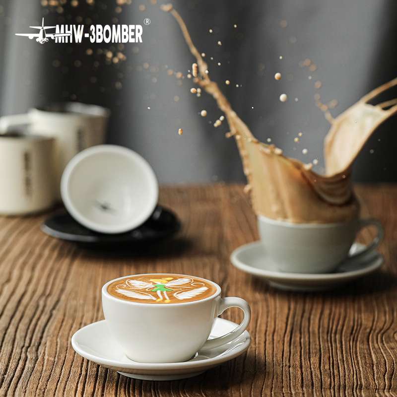 MHW-3BOMBER轰炸机拿铁杯咖啡杯家用意式拉花杯简约陶瓷杯碟280ml