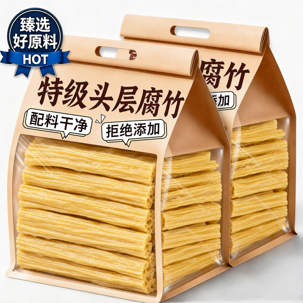 央妈推荐腐竹干货纯正特级优质手工无盐0添加豆皮制品官方旗舰店