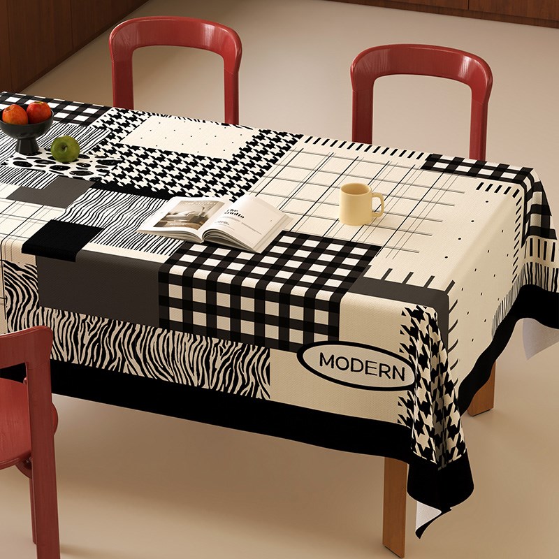 轻奢桌布防水防油免洗餐桌台布氛围感202J5新款中古风布艺茶几盖