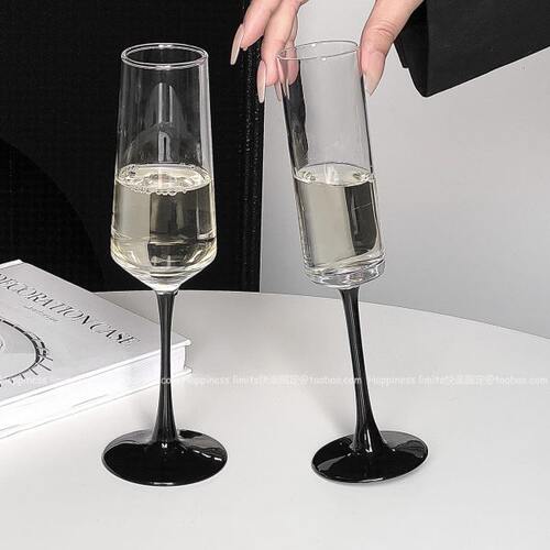 欧式红杆香槟杯家用高级感创意水晶玻璃红酒杯高脚杯一对起泡酒杯