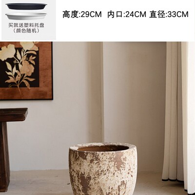 新中式侘寂风陶瓷花盆客厅插花民宿酒G店落地高级感大口径花瓶宴