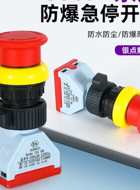EX防爆急停按钮G8097蘑菇头自锁红绿控制开关防水防腐防尘开 30mm
