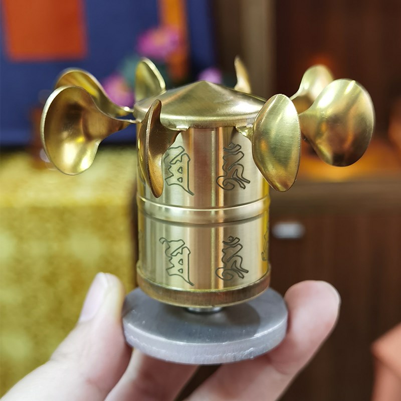 六字观音风动能转轮家用转筒转桶户外装饰品M无需插电微风转动慈