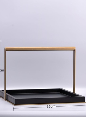 新中式创意铁艺i金属收纳托盘装饰架摆件样板房客厅几何提盒装饰