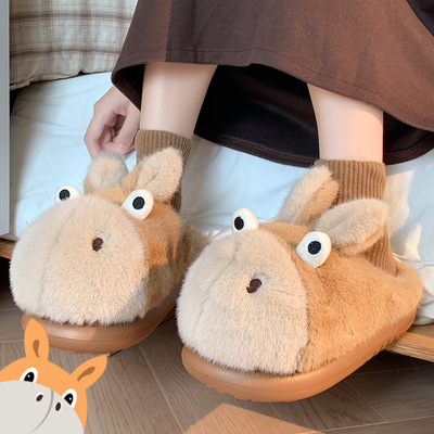 憨憨驴棉拖鞋男士冬季2025新款家居室内厚底防滑毛绒棉鞋男款外穿