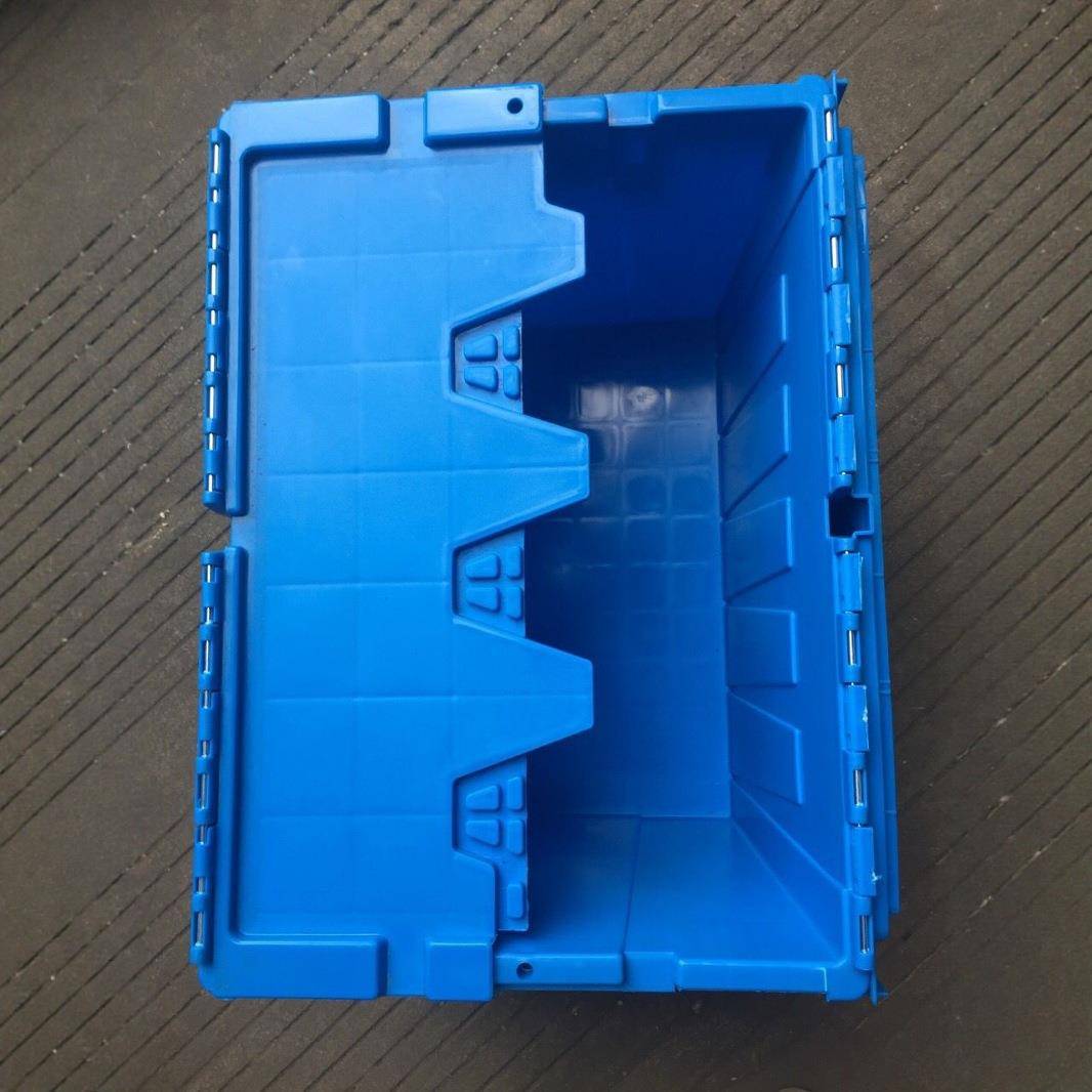 加厚斜插式物流周转箱烟草快递运输箱带盖塑料胶筐仓库物料中转箱