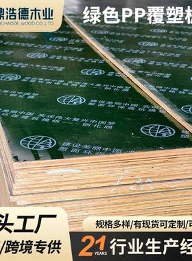 跨境出口标准中东塑料膜模板混凝土支模48尺绿色PP覆塑板
