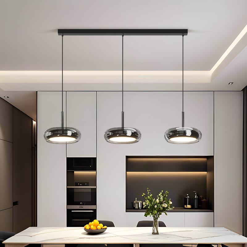 饭厅吊灯2025新款高级感意式玻璃三头吧台餐桌灯具现代简约饭厅灯