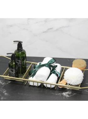 浴室泡澡收纳绑彩带毛巾民宿不锈钢伸缩置物架样板房浴缸托盘支架