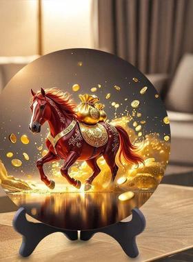 策马奔腾马到成功摆件高清装饰新款客厅家用精致相框商铺前台摆件