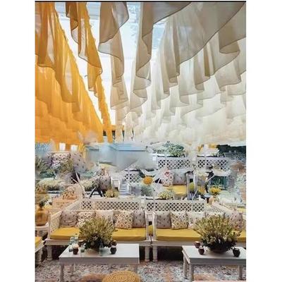 婚庆装饰天花板吊顶纱幔波浪风动户外民宿飘逸连廊氛围布置