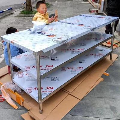 定制特厚304不锈钢工作台饭店操作台白钢案板加厚商用瓦斯炉架