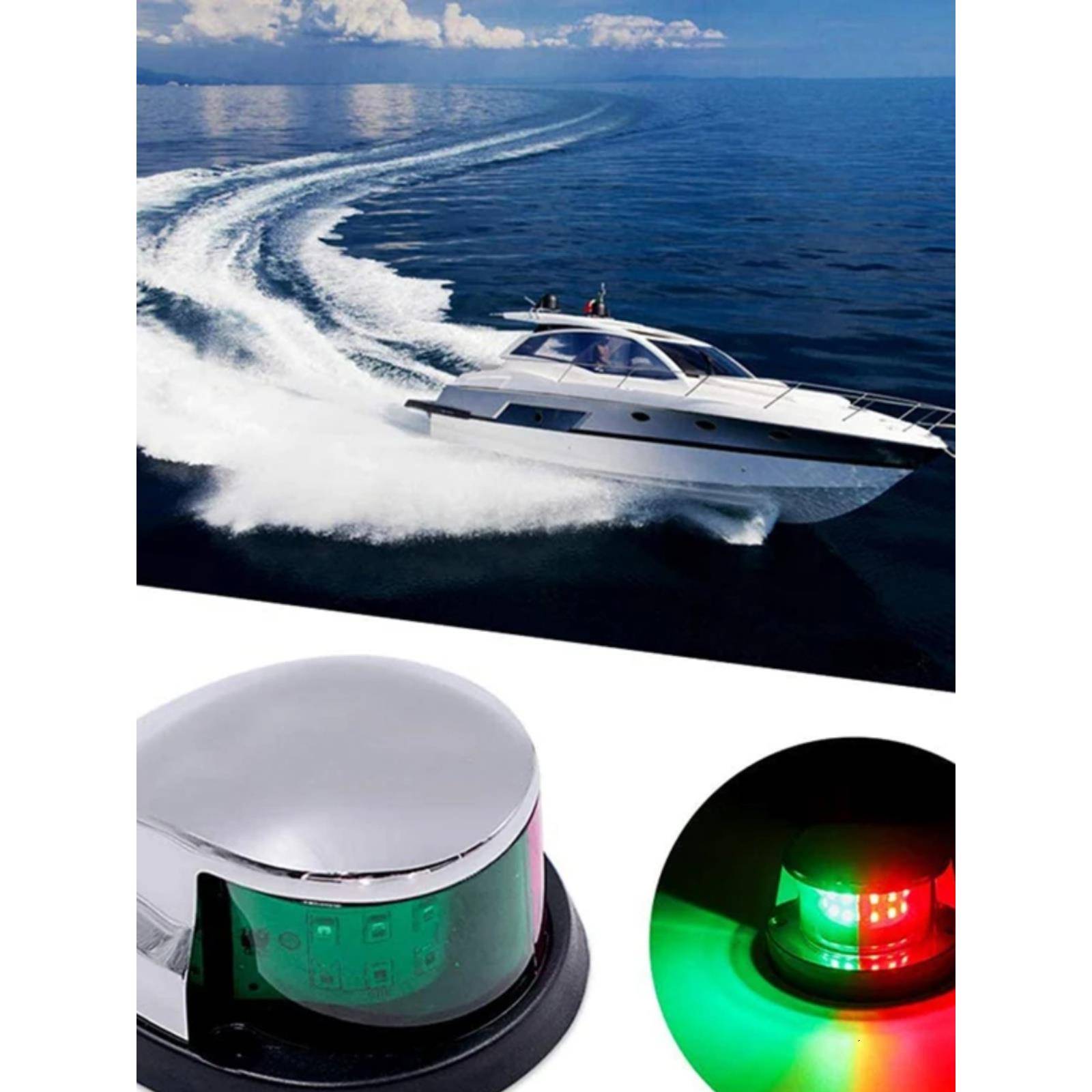 LED船用航行导航灯左右船舷灯12V红绿信号灯游艇渔船船首灯配件