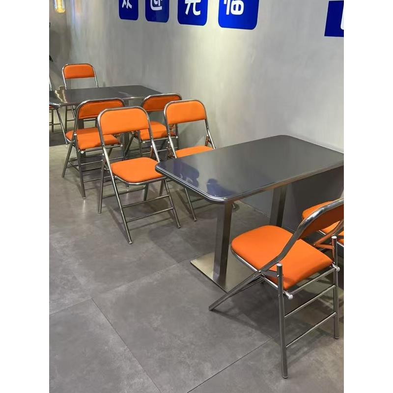 网红工业风餐厅加厚不锈钢桌椅组合烧烤店大排档外摆桌椅餐饮商用