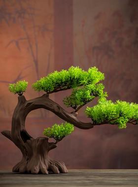 仿真松树迎客松摆件中式刺身酒店摆盘装饰假山沙盘盆景微景观造景