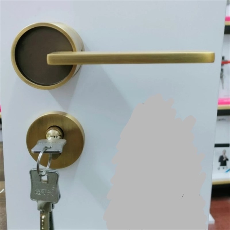 欧式仿古简约室内门锁锌合金分体锁卧室门锁套装门锁具合页黄古铜