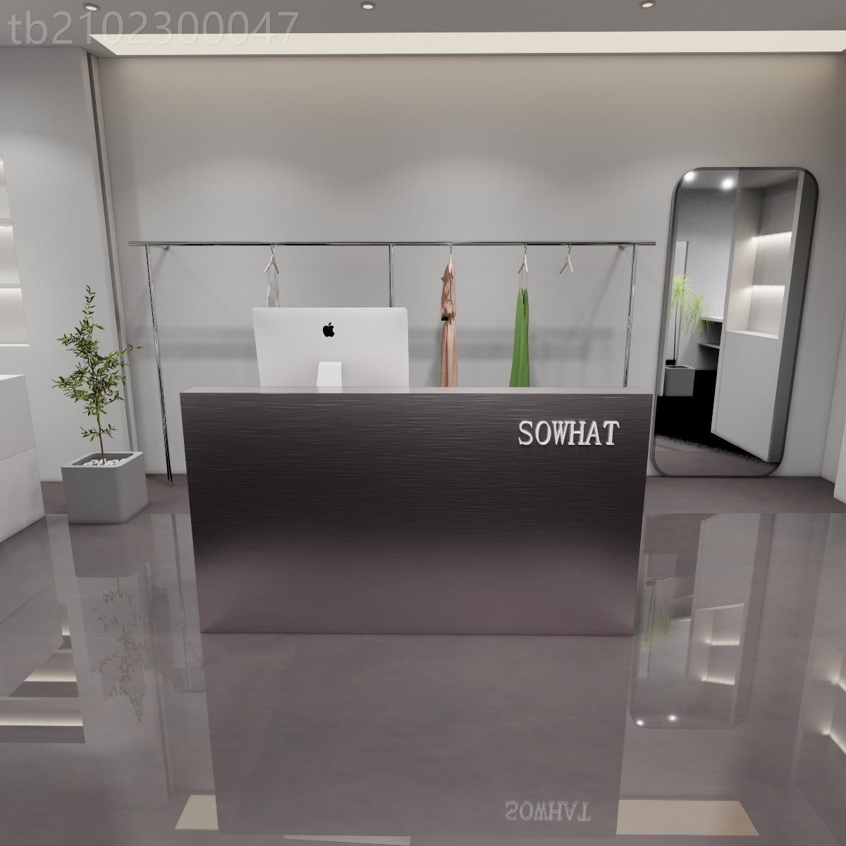 服装店不锈CFI钢收银约台前店铺吧小型台桌简现代公司台美发店接