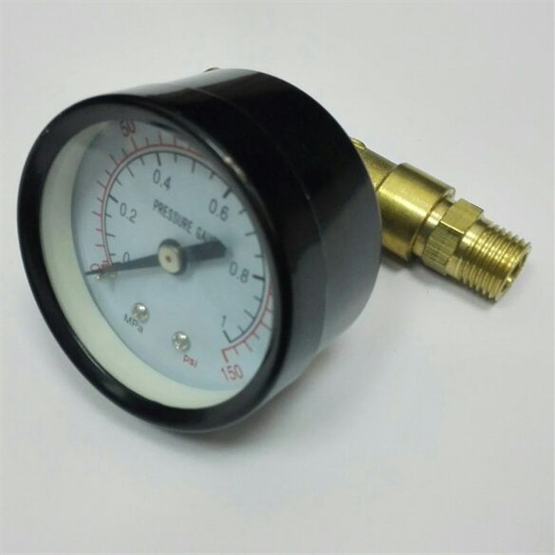 50mm 1mpa 150psi 轴向压力表 带三通和外丝接头 外丝螺纹G1/4