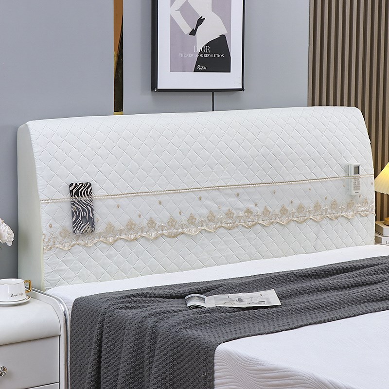 新款弹力软包床头罩套全包布艺夹棉床头套罩中式U简约靠垫防尘罩