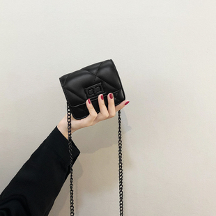 小众设计包包女2020流行新款 洋气菱格链条N迷你斜挎小包网红口红