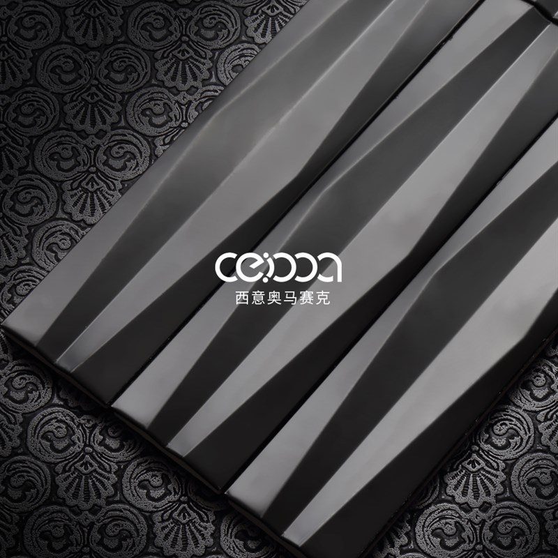 黑色立体菱形长条金属马赛克瓷砖餐厅咖I啡厅吧台不锈钢墙砖背景