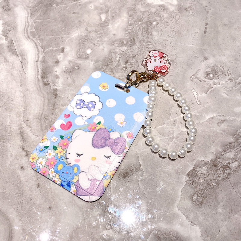 kitty卡套女幼儿园接送珍珠链可爱卡通工作N证件公交学生校园饭卡