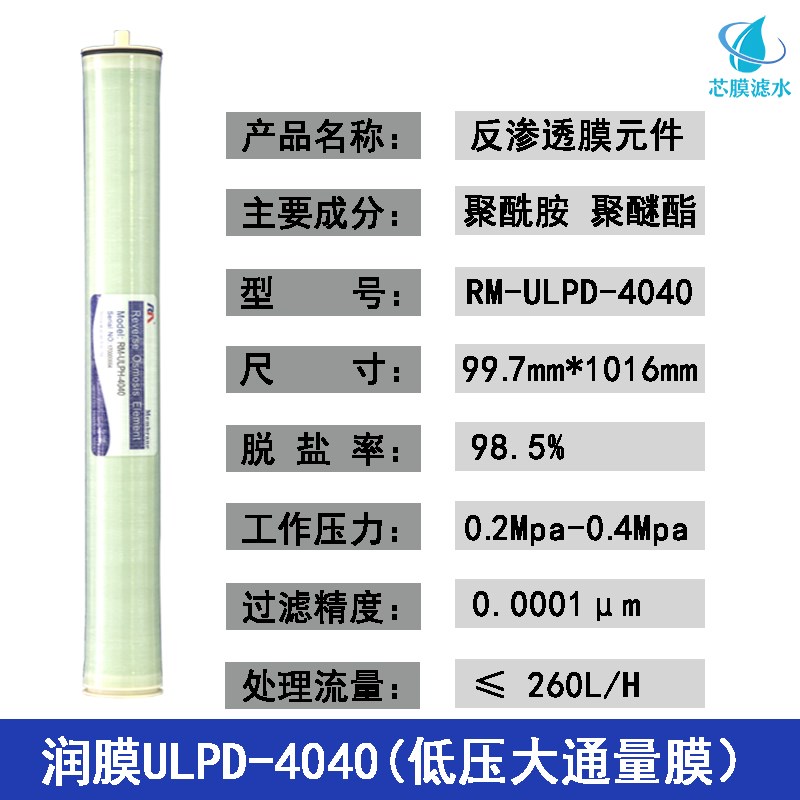 润膜4040反渗透RO膜水处理商用工业纯水J机滤芯直饮水高低压膜ULP