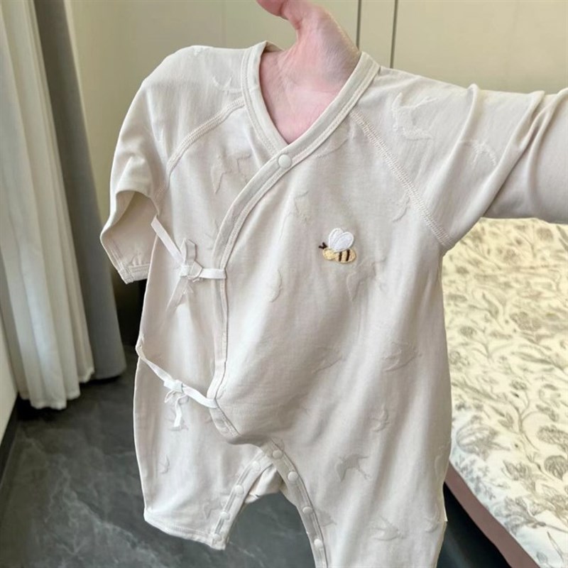 婴儿连体衣夏季幼儿百天爬服小月龄宝宝无骨哈衣T新生儿空调服T恤