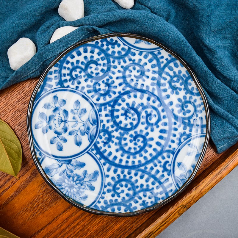 陶瓷浅盘子家用平盘个性创意平碟子G寿司日式釉下彩餐具蒸碟圆形