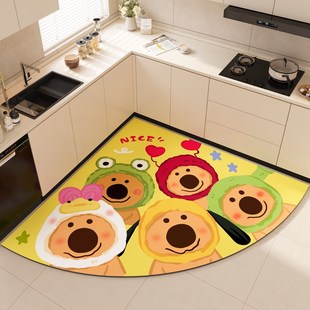 高端厨房专用l型硅藻泥扇形地垫防油吸水防滑垫家用地毯垫可裁剪