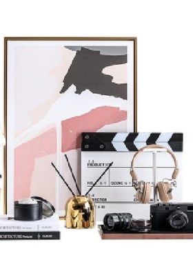 现代样板房客厅创意望眼镜摆件w样品屋展示中心茶几托盘收纳储物