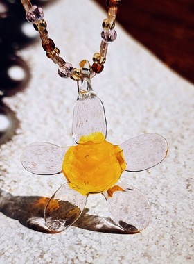 粉色花朵琉璃项炼