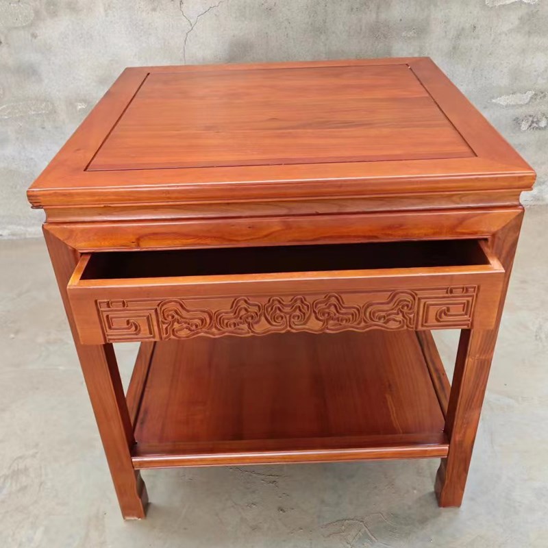 OD59花梨色中式实木茶几沙发边几E角几茶桌小桌方桌鱼缸架奇石架