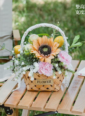客厅摆件花家居饰品户外露营野餐花篮装饰电视柜酒柜书.架开业礼
