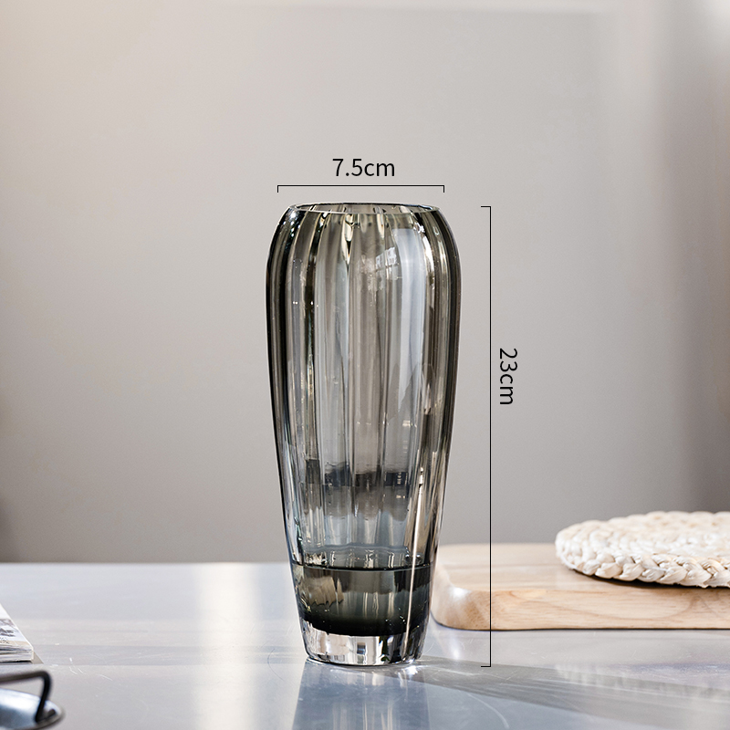 轻奢欧式创意简约花瓶装饰摆件玻璃原色水L养水培插花鲜花客厅餐