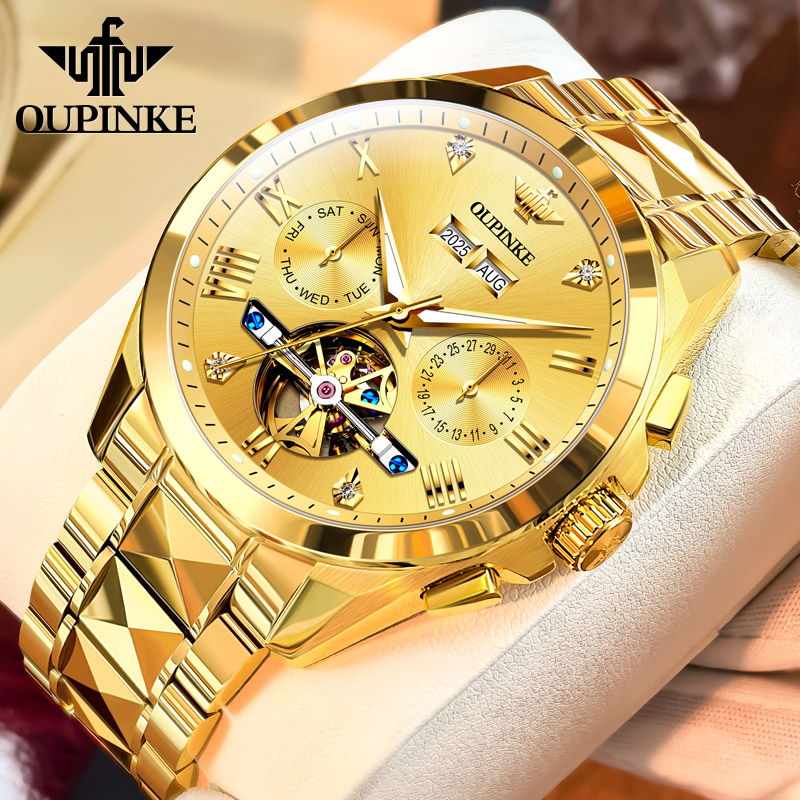 男士全自动机械表多功能镂空手表