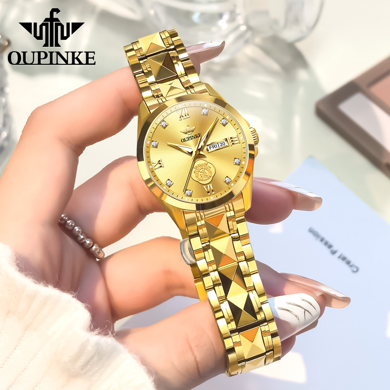 瑞士欧品客女士含真金真钻机械表